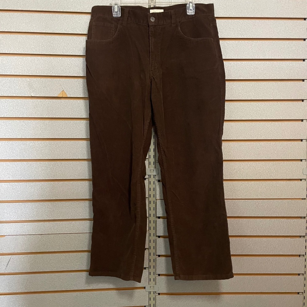 St Johns Bay Mens Brown Corduroy Pants Size 36x30 Straight Leg Casual